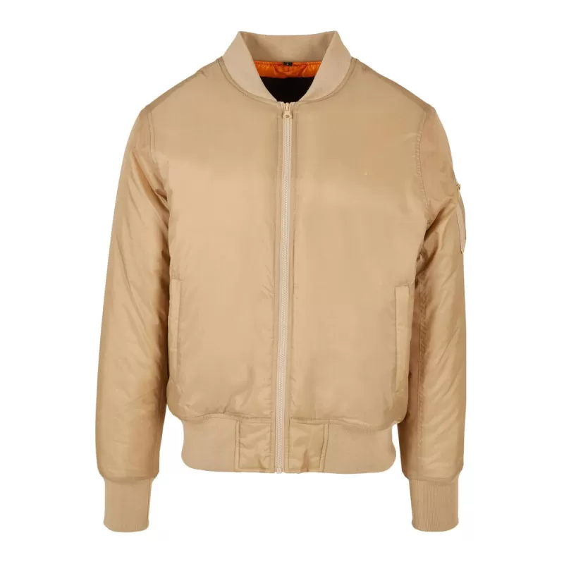 Veste bomber en polyester avec doublure orange, poches zippées, 160 g/m²