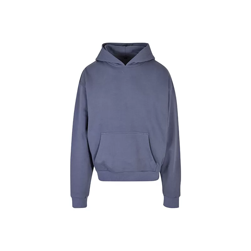 Sweat à capuche lourd en coton ultra épais, coupe casual, poche kangourou, 460 g/m²