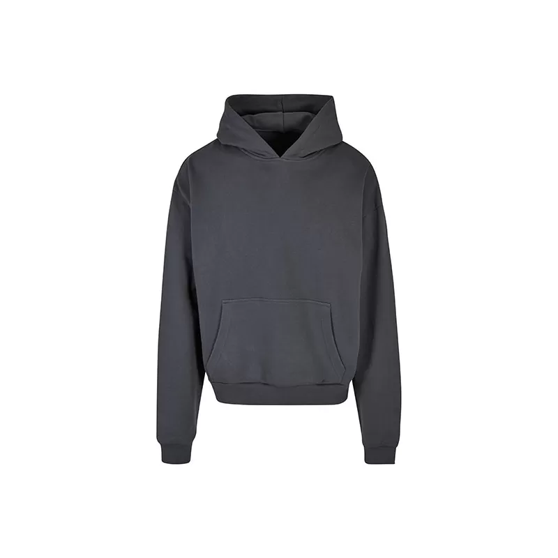 Sweat à capuche lourd en coton ultra épais, coupe casual, poche kangourou, 460 g/m²