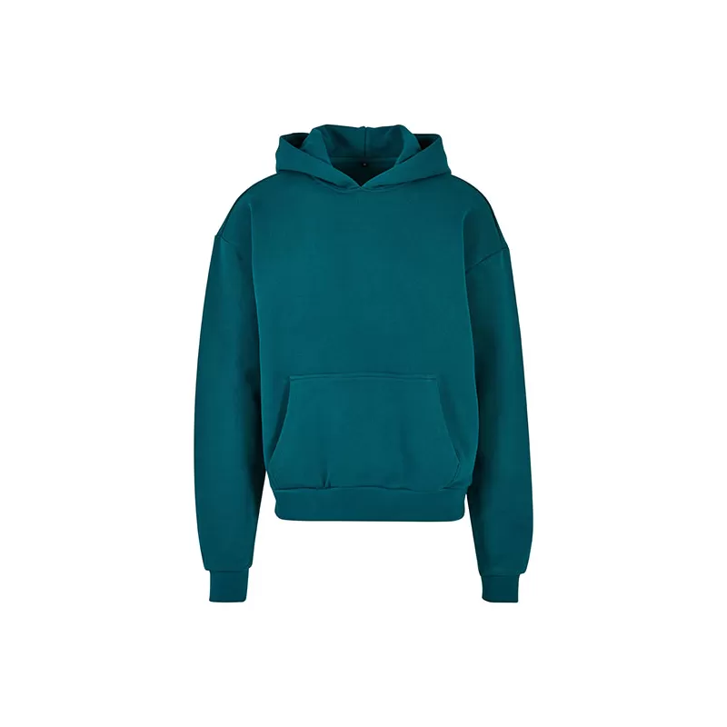 Sweat à capuche lourd en coton ultra épais, coupe casual, poche kangourou, 460 g/m²
