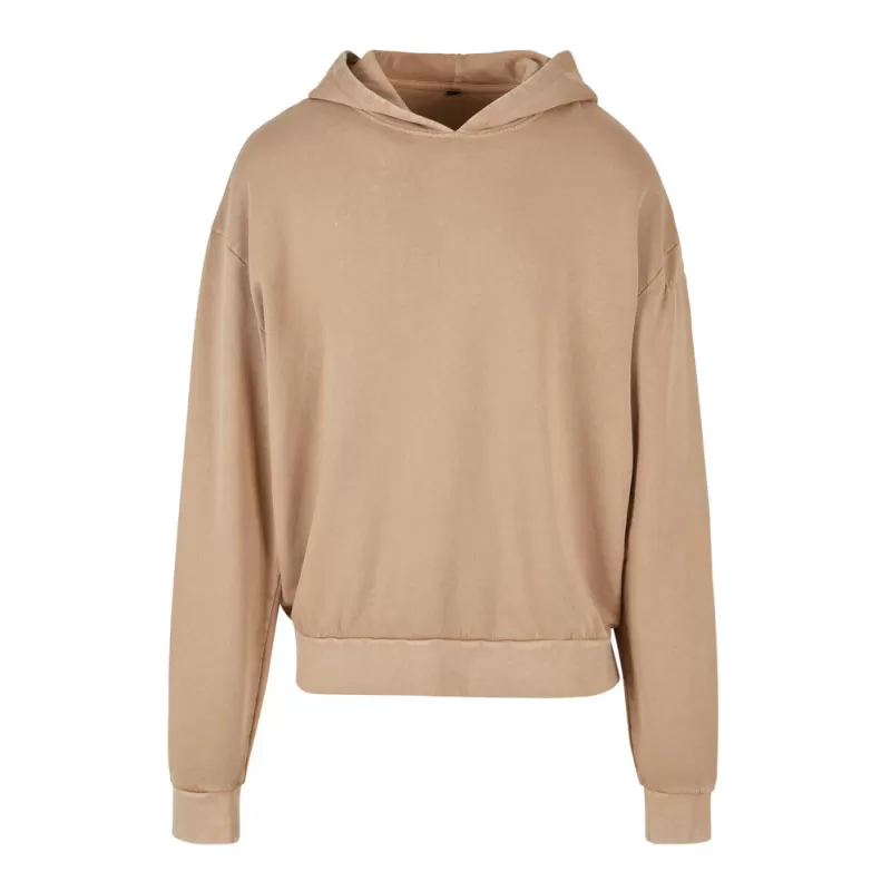 Sweat oversize en coton à capuche décoloré à l'acide, capuche sans cordon de serrage, 300 g/m²