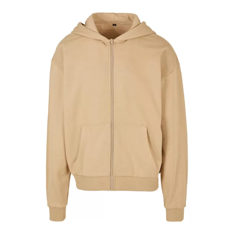 Sweat zippé à capuche très lourd en coton, capuche classique sans cordon, 460 g/m²