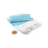 Serviette de hammam rayée avec pompons en coton, 240 g/m²