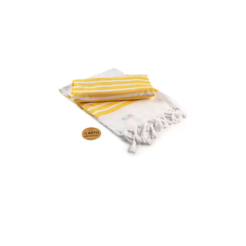 Serviette de hammam rayée avec pompons en coton, 240 g/m²
