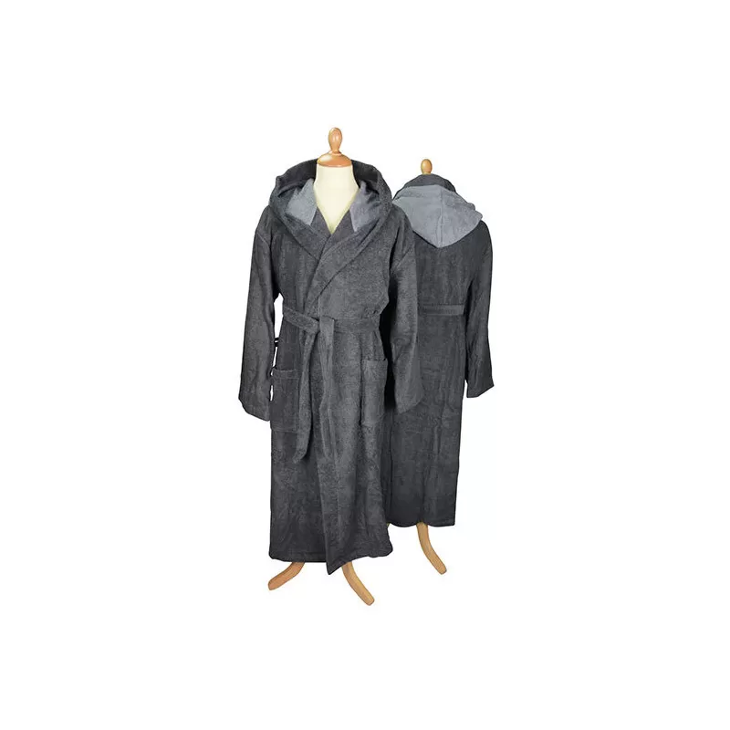 Peignoir éponge à capuche en coton turc doux avec col châle, 400 g/m²