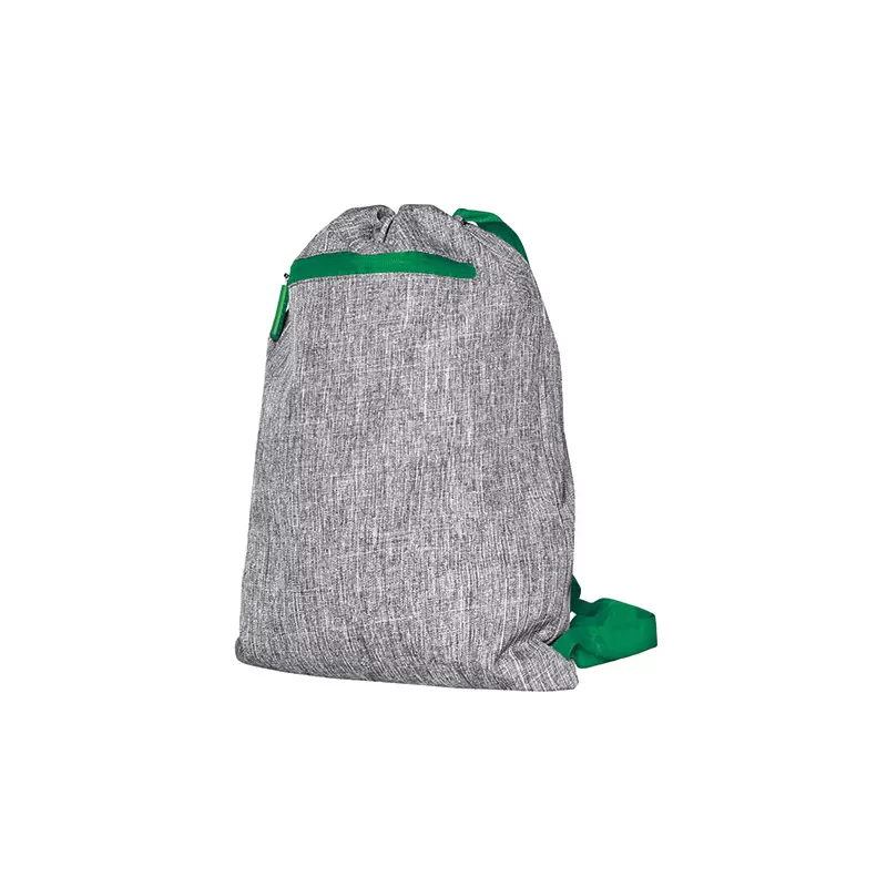 Sac de sport ficelle bicolore gris nuancé en polyester 600D, poche zippée