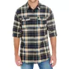 Chemise homme en flanelle à carreaux en coton, manches à retrousser, 180 g/m²