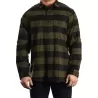 Chemise homme en flanelle à carreaux en coton, manches à retrousser, 180 g/m²