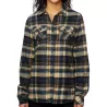 Chemise femme flanelle à carreaux en coton, manches à retrousser, 180 g/m²