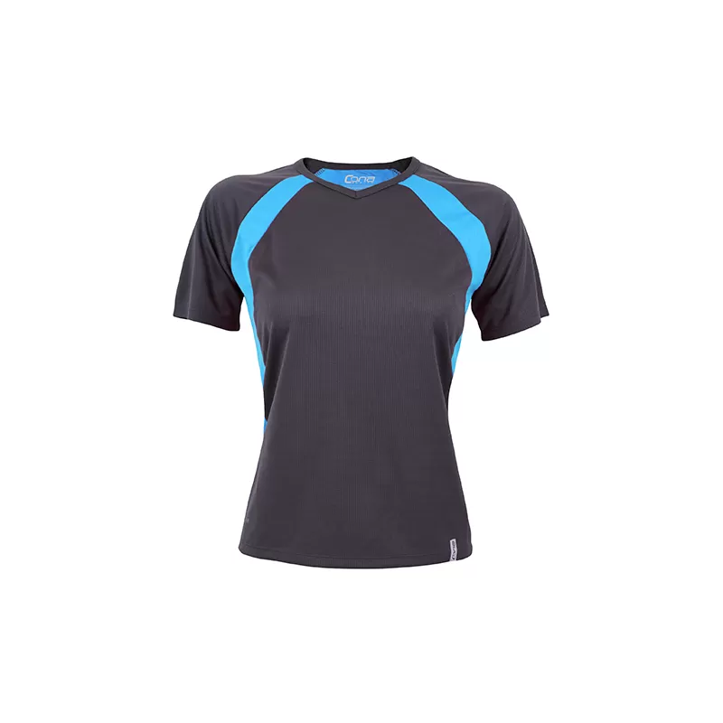 T-shirt de sport femme bicolore en micropolyester léger à manches courtes, 135 g/m²