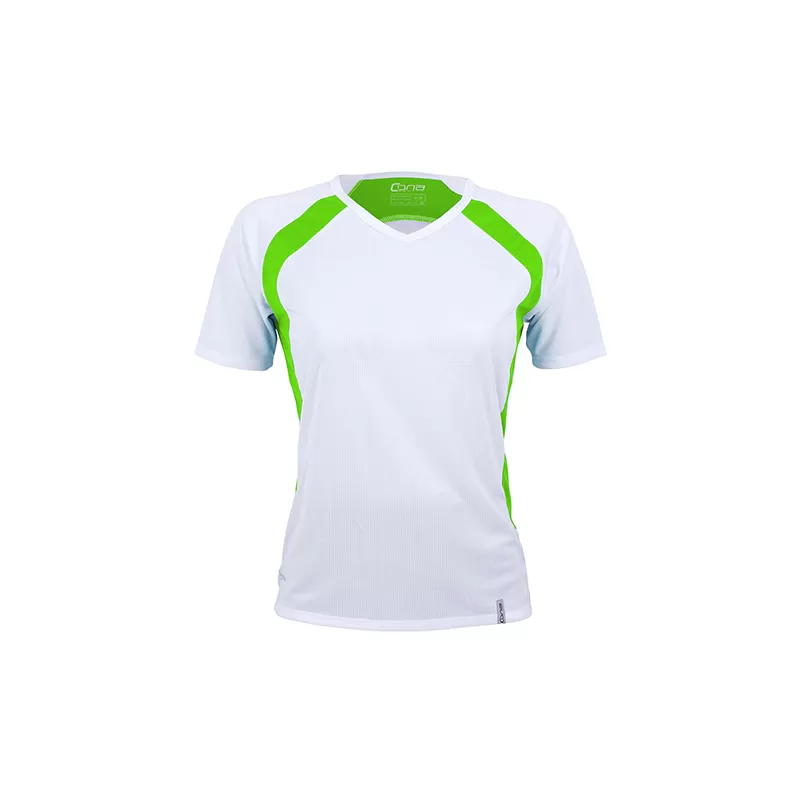 T-shirt de sport femme bicolore en micropolyester léger à manches courtes, 135 g/m²