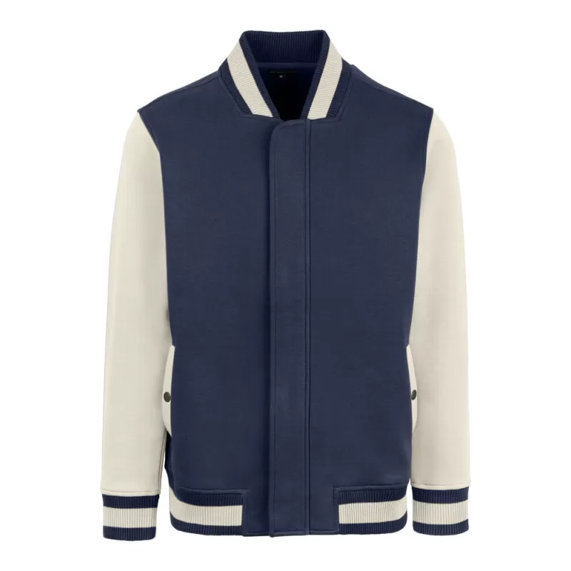 Sweat collège homme, coton et polyester, manches contrastées, zip dissimulée, 320 g/m²