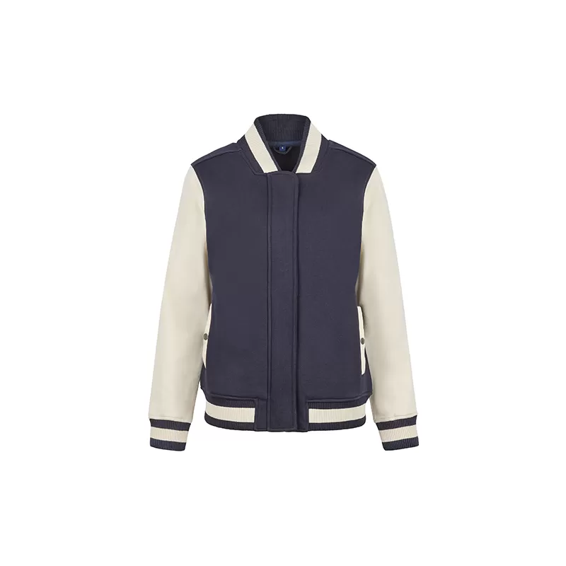 Sweat collège femme, coton et polyester, manches contrastées, zip dissimulée, 320 g/m²