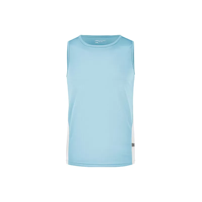 Débardeur homme de course bicolore, léger et respirant en polyester, 140 g/m²