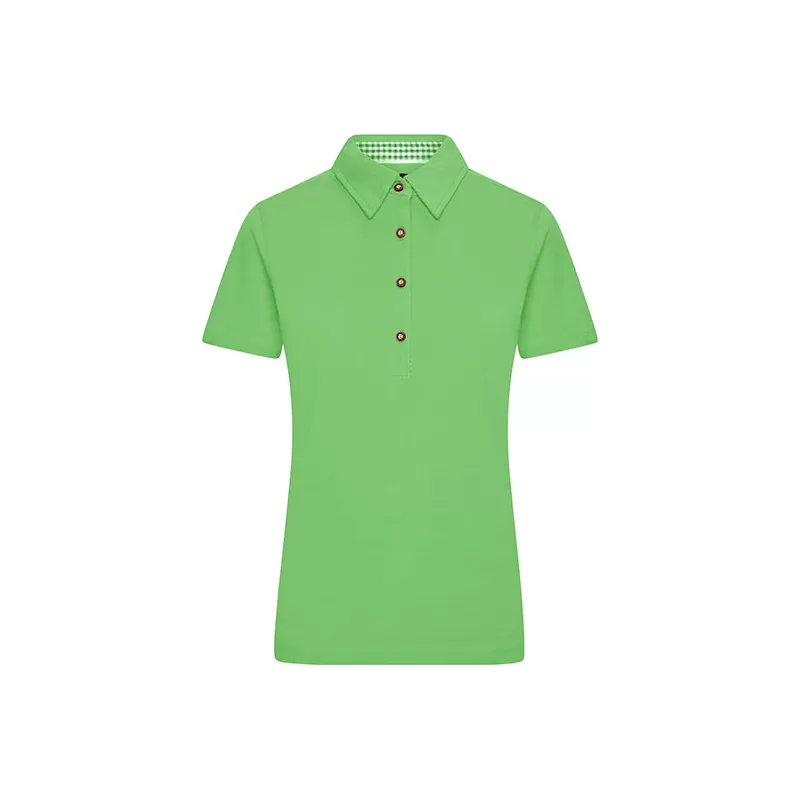 Polo femme traditionnel en coton, coupe cintrée, col à carreaux, 195 g/m²
