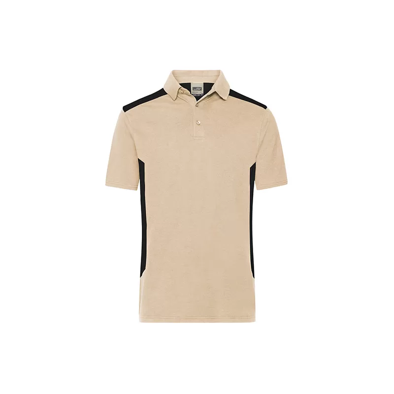Polo de travail homme durable coton et polyester, empiècements contrastés, 200 g/m²