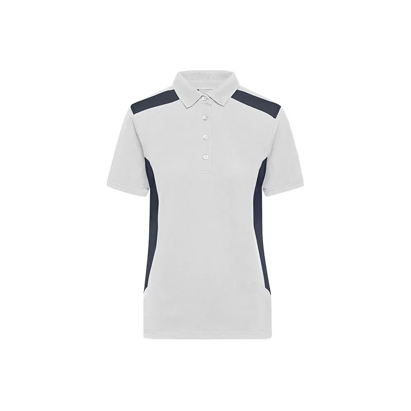 Polo de travail femme durable coton et polyester, empiècements contrastés, 200 g/m²