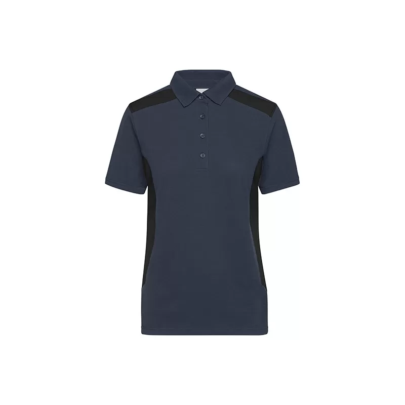 Polo de travail femme durable coton et polyester, empiècements contrastés, 200 g/m²
