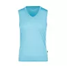 Débardeur femme de course col V, bicolore, léger et respirant en polyester, 140 g/m²