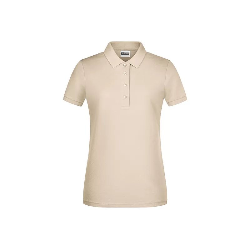Polo femme classique en coton biologique, col polo, manches courtes, 180 g/m²