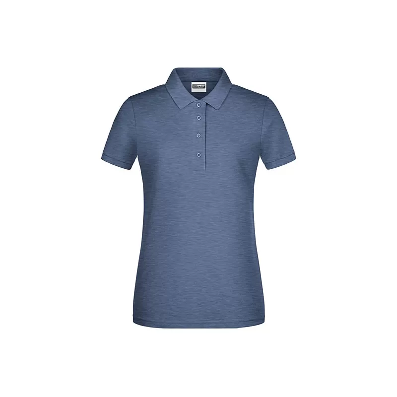 Polo femme classique en coton biologique, col polo, manches courtes, 180 g/m²