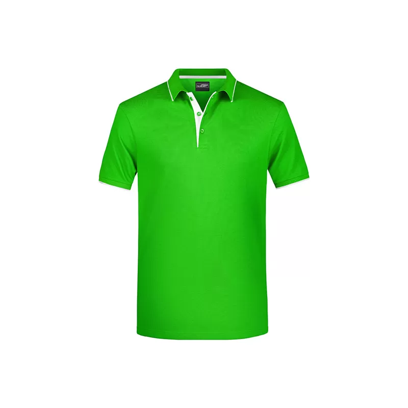 Polo homme à rayures contrastées en coton, coupe droite, 240 g/m²