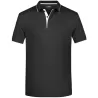 Polo homme à rayures contrastées en coton, coupe droite, 240 g/m²