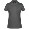 Polo femme à rayures contrastées en coton, coupe cintrée, 240 g/m²