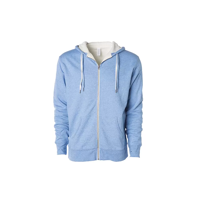 Veste à capuche zippé intérieur doublé sherpa, trous pour le pouce dans les manches, 250 g/m²