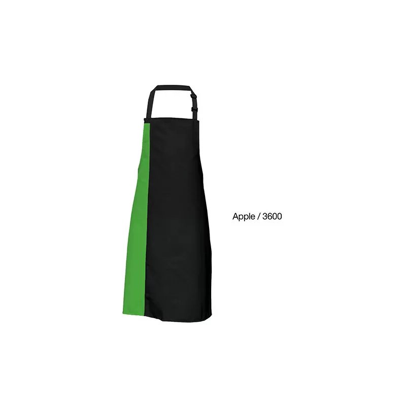Tablier de cuisine bicolore à bavette avec deux poches latérales, 200 g/m²
