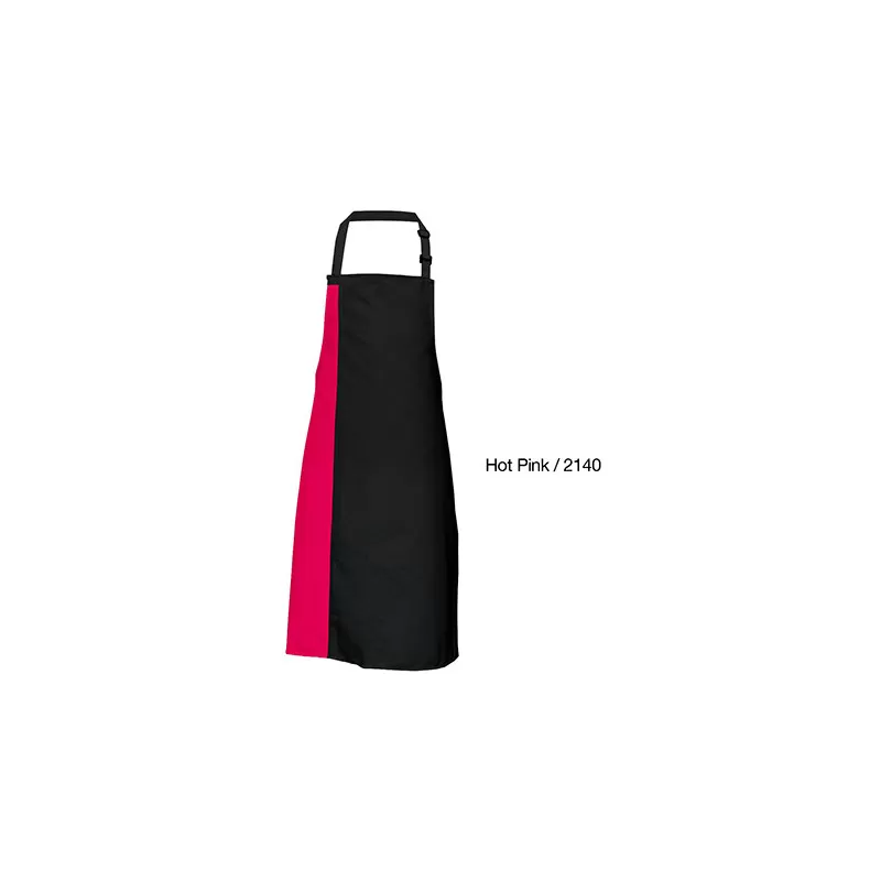 Tablier de cuisine bicolore à bavette avec deux poches latérales, 200 g/m²