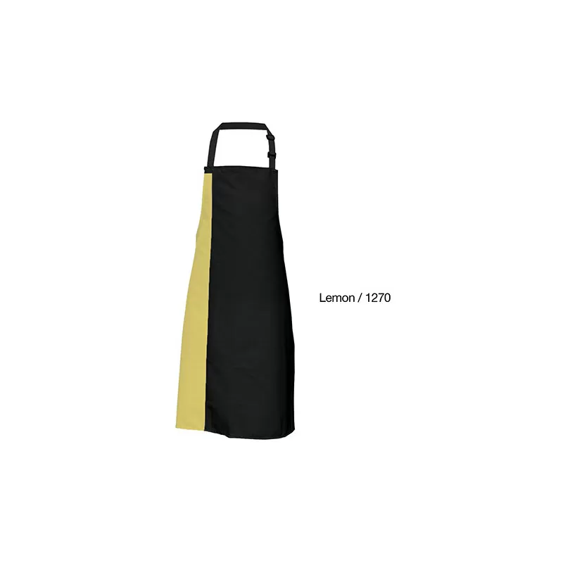 Tablier de cuisine bicolore à bavette avec deux poches latérales, 200 g/m²