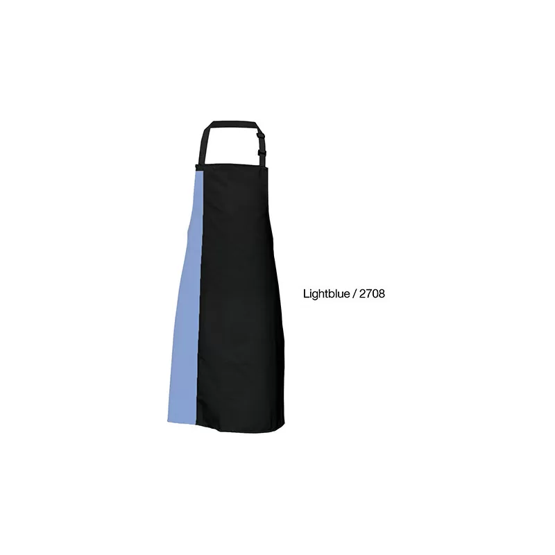 Tablier de cuisine bicolore à bavette avec deux poches latérales, 200 g/m²