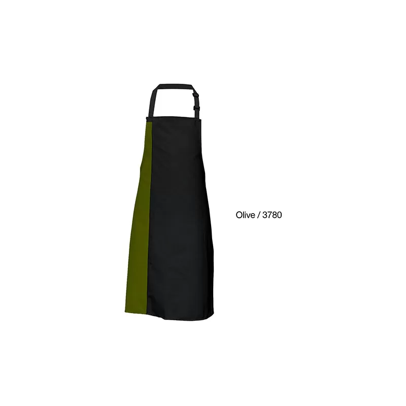 Tablier de cuisine bicolore à bavette avec deux poches latérales, 200 g/m²