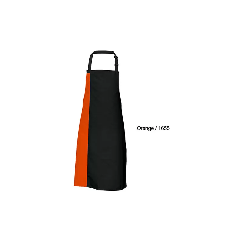 Tablier de cuisine bicolore à bavette avec deux poches latérales, 200 g/m²