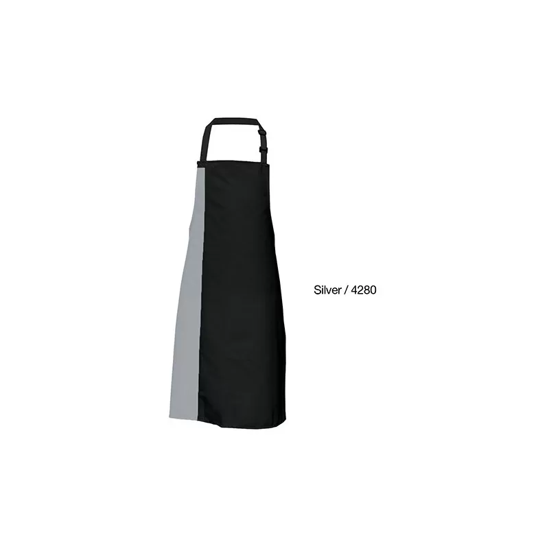 Tablier de cuisine bicolore à bavette avec deux poches latérales, 200 g/m²