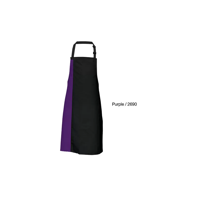 Tablier de cuisine bicolore à bavette avec deux poches latérales, 200 g/m²