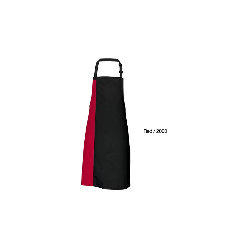 Tablier de cuisine bicolore à bavette avec deux poches latérales, 200 g/m²