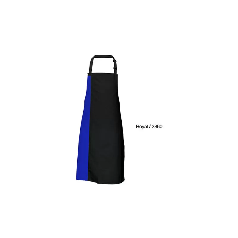 Tablier de cuisine bicolore à bavette avec deux poches latérales, 200 g/m²