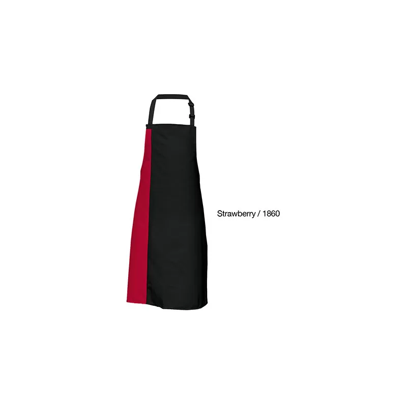 Tablier de cuisine bicolore à bavette avec deux poches latérales, 200 g/m²
