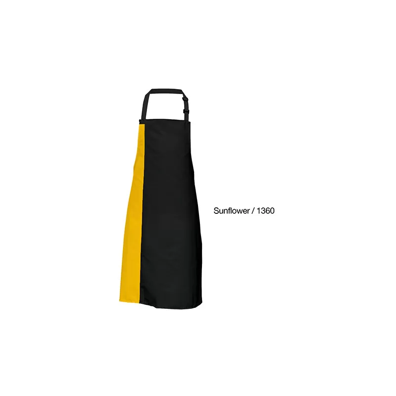 Tablier de cuisine bicolore à bavette avec deux poches latérales, 200 g/m²