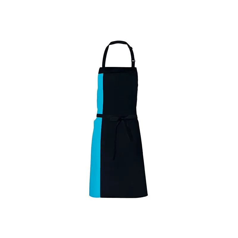 Tablier de cuisine bicolore à bavette avec deux poches latérales, 200 g/m²