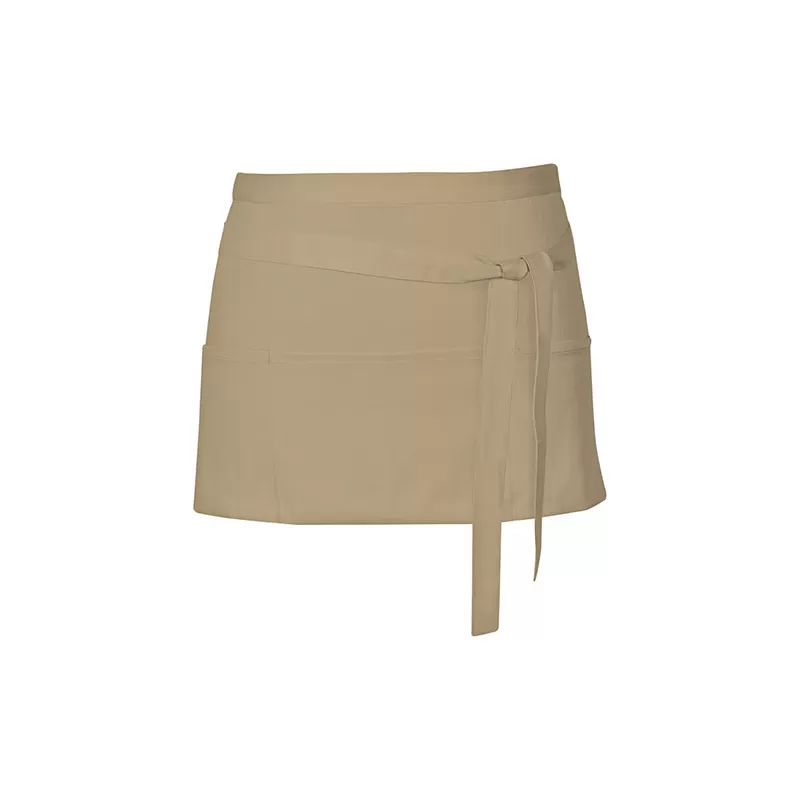 Tablier de cuisine court en coton sergé avec grande poche avant, 200 g/m²