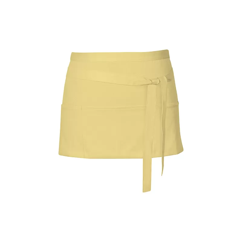 Tablier de cuisine court en coton sergé avec grande poche avant, 200 g/m²