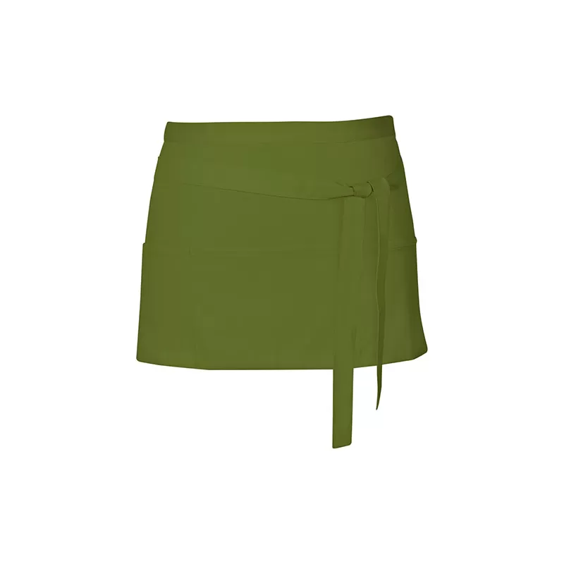 Tablier de cuisine court en coton sergé avec grande poche avant, 200 g/m²
