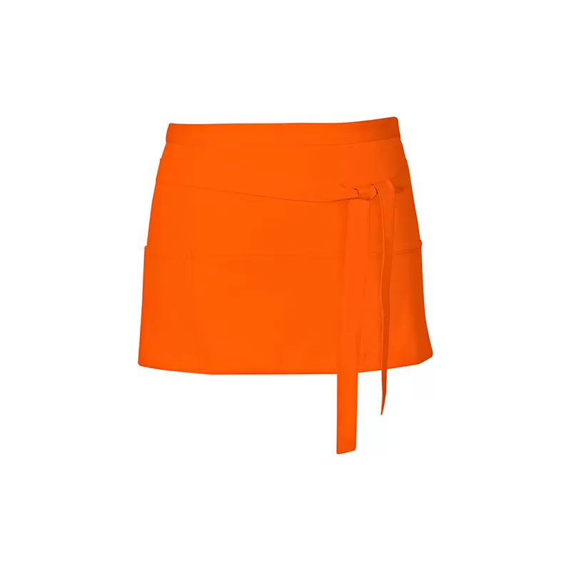 Tablier de cuisine court en coton sergé avec grande poche avant, 200 g/m²