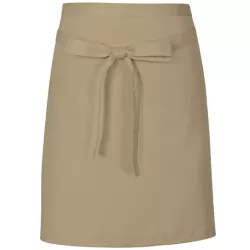 Tablier de cuisine court sans poche en coton et polyester sergé, 200 g/m²
