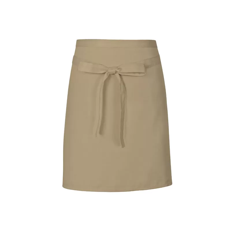 Tablier de cuisine court sans poche en coton et polyester sergé, 200 g/m²