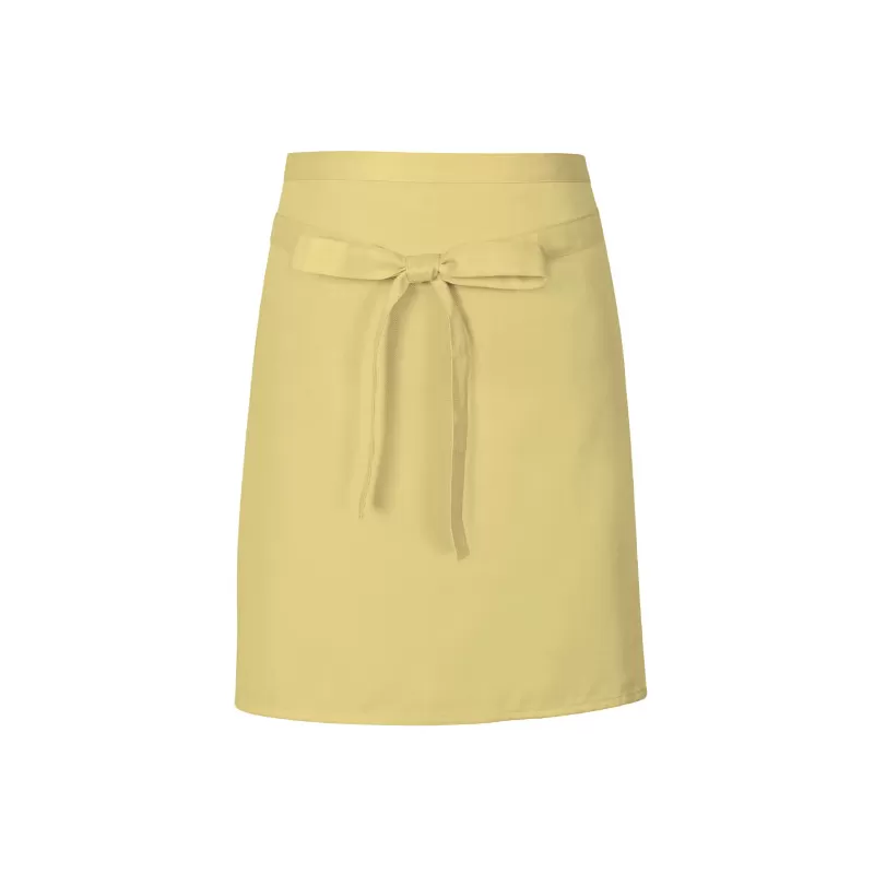 Tablier de cuisine court sans poche en coton et polyester sergé, 200 g/m²