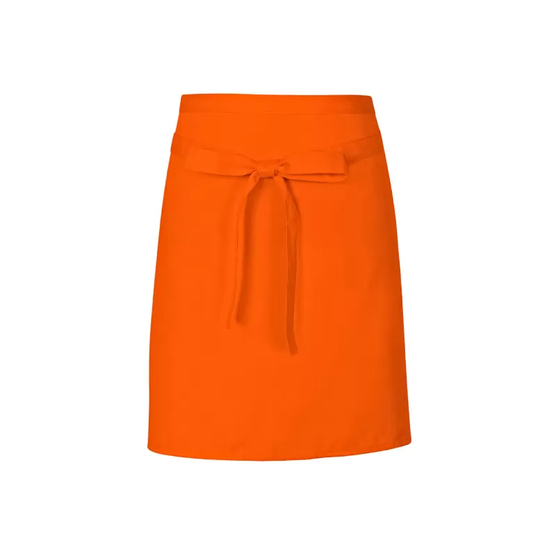 Tablier de cuisine court sans poche en coton et polyester sergé, 200 g/m²